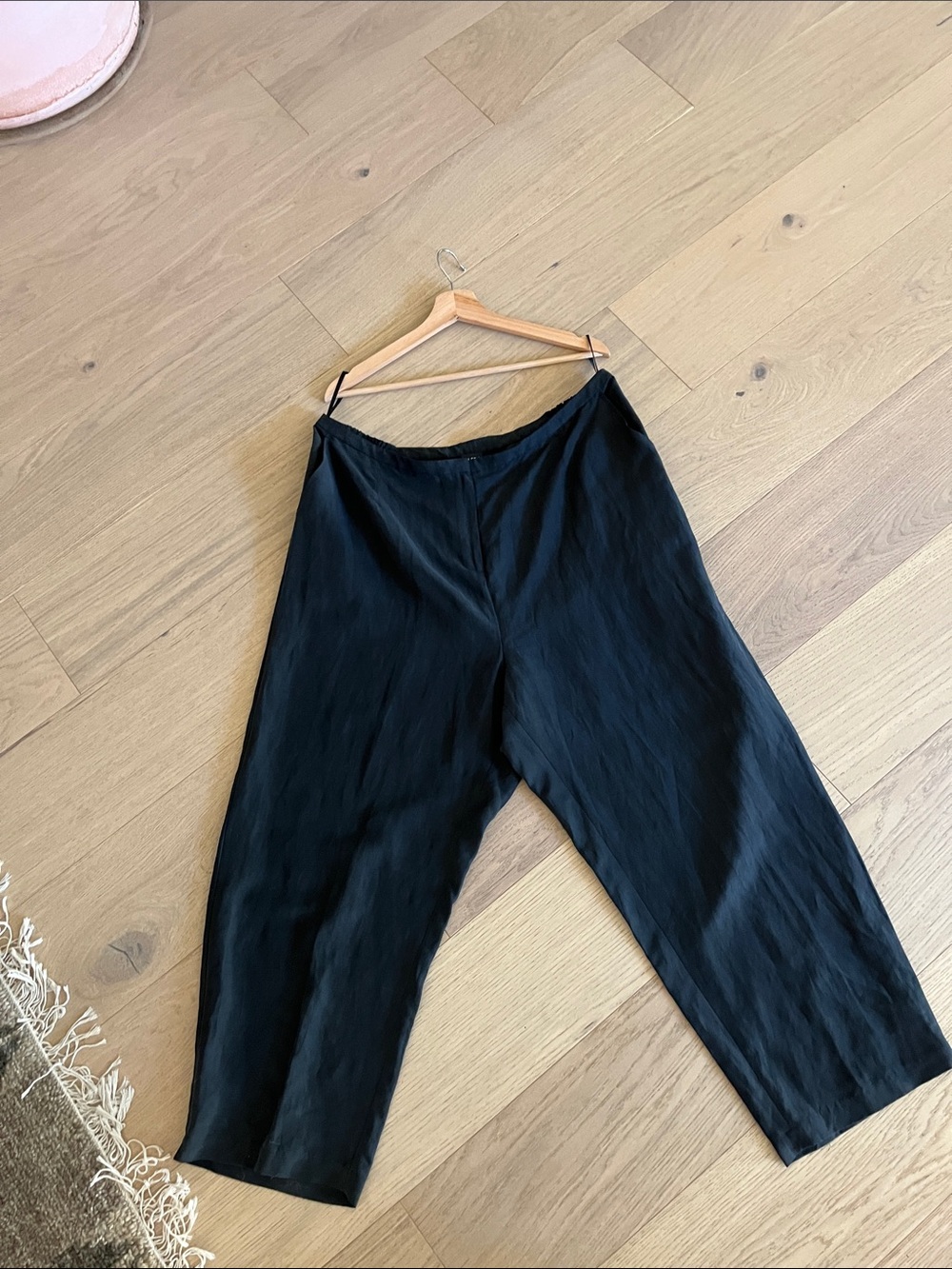 Eileen Fisher women 1X Black Wide-Leg Linen-Blend wide leg silk/linen blend pant